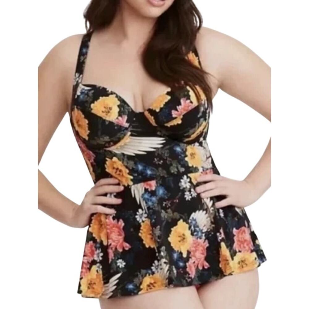 Torrid Swimsuit Vixen Peplum One Piece Underwire Floral Womens Plus Size 4 4X